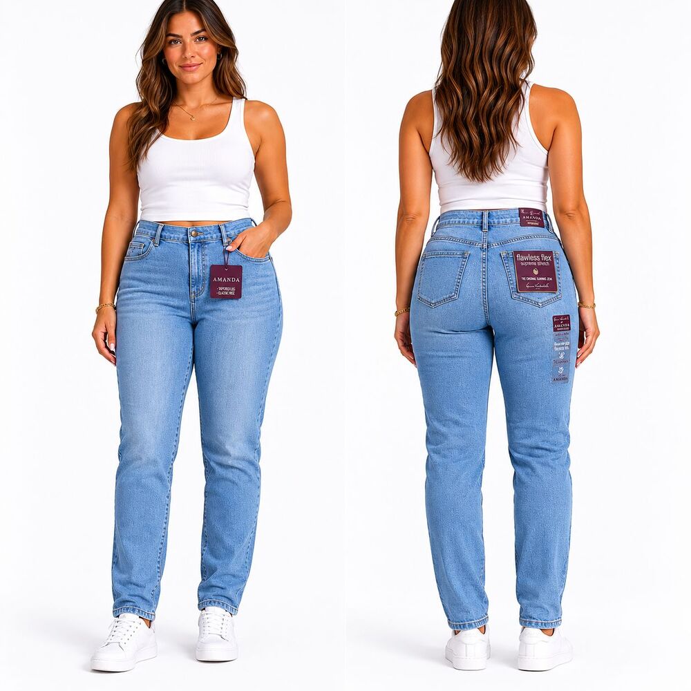Gloria Vanderbilt Jeans Womens 16L Blue Denim Amanda Callisto Tapered High Rise
